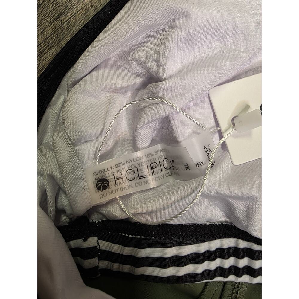 Holipick Size XL Tankini Swimsuit 2 Piece Olive Green Striped Strappy Back NWT - Picture 7 of 8